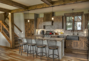 Kitchen with island and cabinets